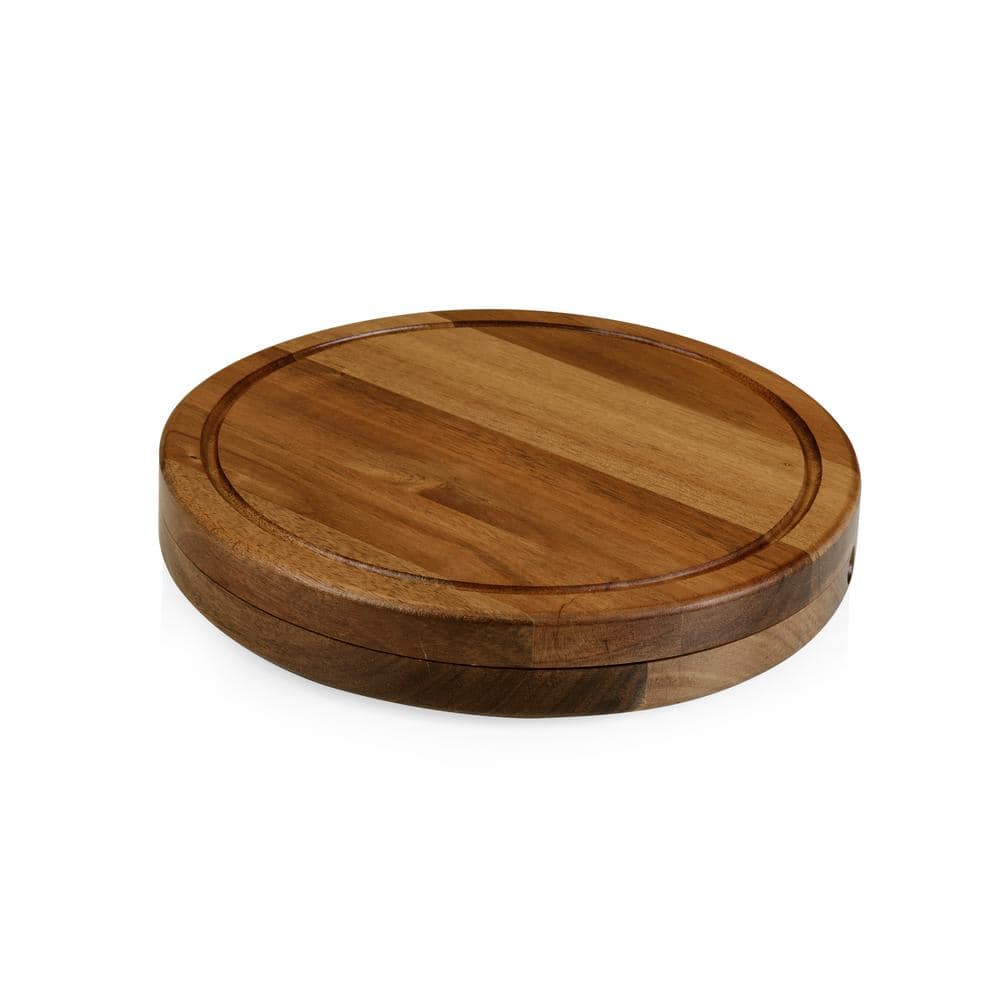 Acacia Wood Round Cheese Serving Board with Tools Set
