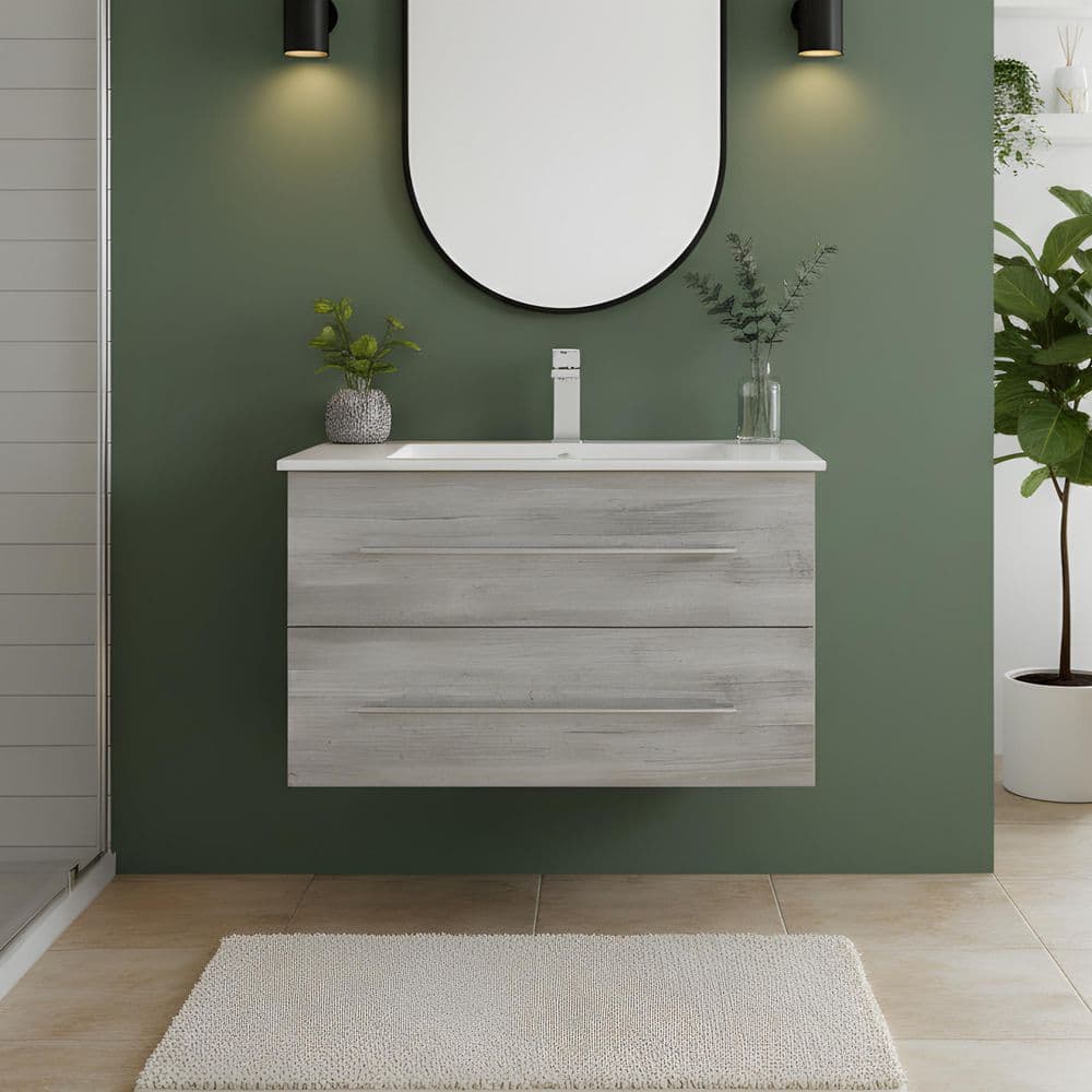 Kato 30 in. W x 19 in. D x 20 in. H Single Sink Wall Bathroom Vanity Cabinet in Soho with Cultured Marble Top in White price history on PriceWatchPro