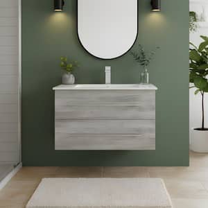 Kato 30 in. W x 19 in. D x 20 in. H Single Sink Wall Bathroom Vanity Cabinet in Soho with Cultured Marble Top in White