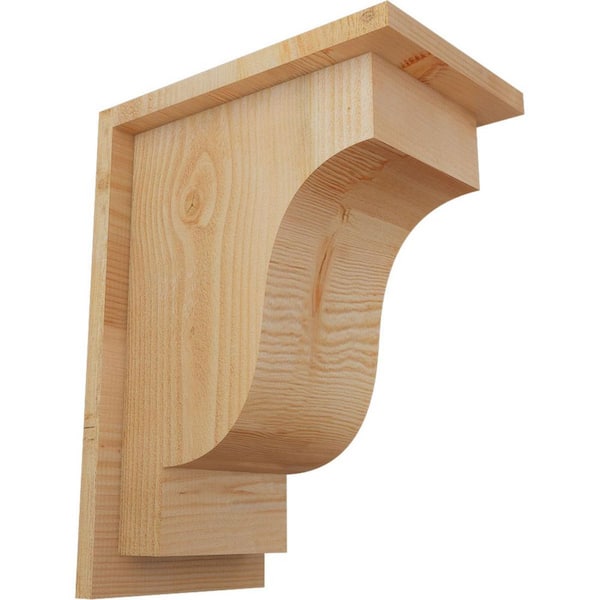 Ekena Millwork 8 in. x 12 in. x 16 in. Newport Rough Sawn Douglas Fir Corbel with Backplate