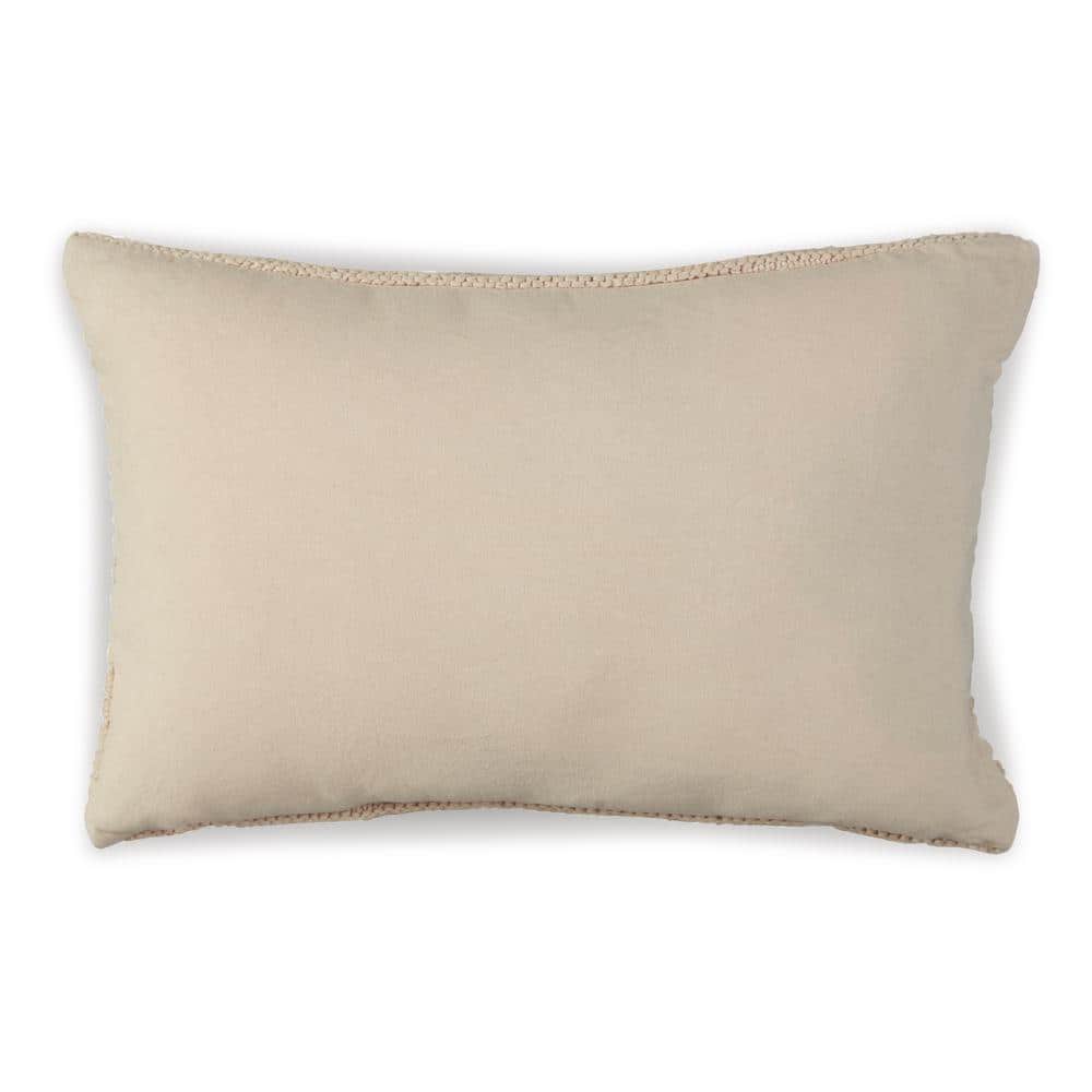 Tan Ribbed Rectangular Cotton Pillow