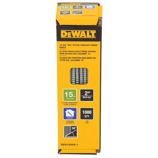 DEWALT 2 in. x 15-Gauge 34-Degree DA Bright Finish Nails (1000