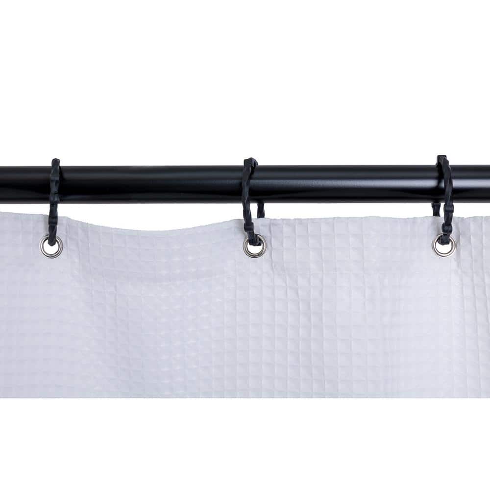 Matte Black and White Aluminum Ceiling Mounted D-Shaped Shower Curtain Rod