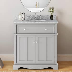 Fremont 32 in. Single Sink Grey Bath Vanity with Grey Granite Top (Assembled)