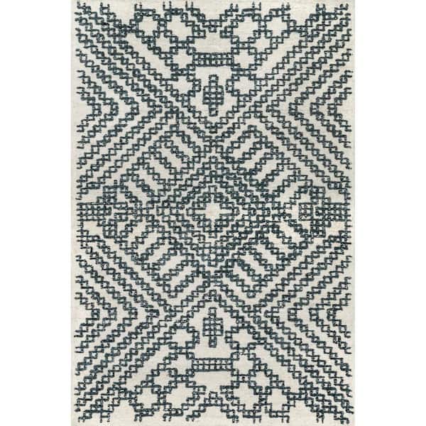 nuLOOM Krystal Wool Geometric Diamond Ivory 8 ft. x 10 ft. Modern Area Rug