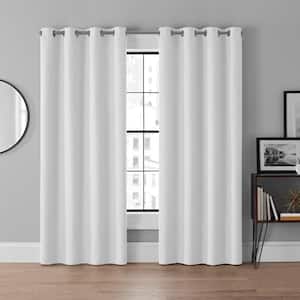 Lawson White Solid Polyester 50 in. W x 84 in. L Grommeted Blackout Curtain Panel