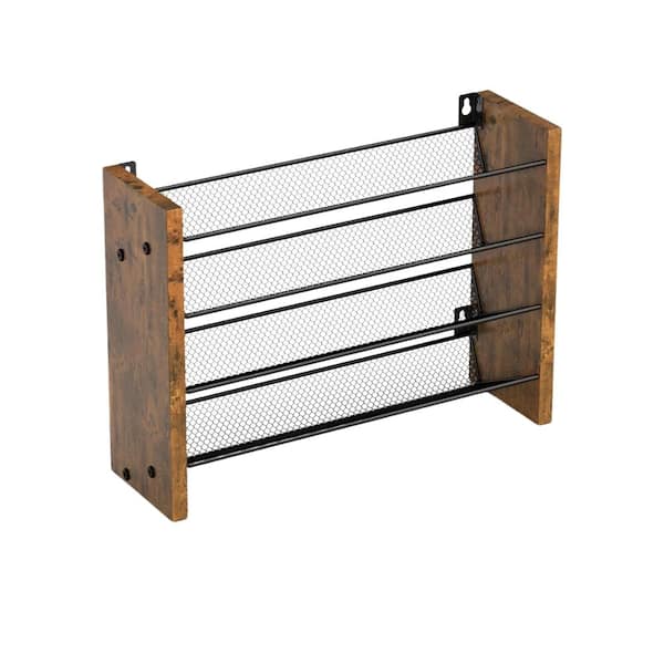 4 Tier Wood and Metal Vertical Wall Mount or Countertop Spice Rack Organizer Holds 28 Jars 14 in W x 9.4 in H