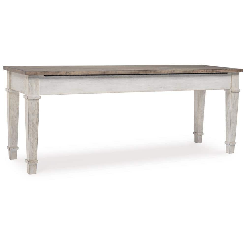 Skempton Two-Tone Transitional Storage Bench, 48" White & Light Brown