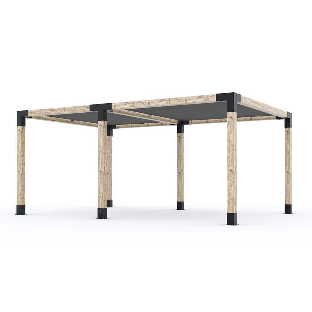 TOJA GRID 12 ft. x 18 ft. Double Pergola Kit with 2 Graphite Shade