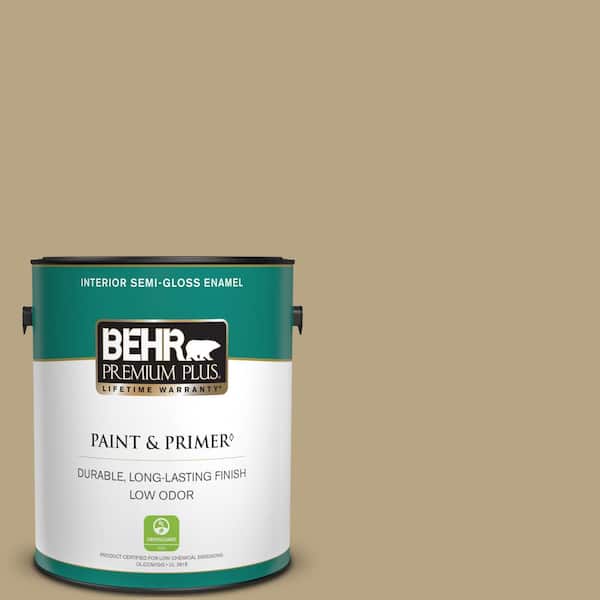 BEHR PREMIUM PLUS 1 gal. Home Decorators Collection #HDC-CT-07 Country Cork Semi-Gloss Enamel Low Odor Interior Paint & Primer