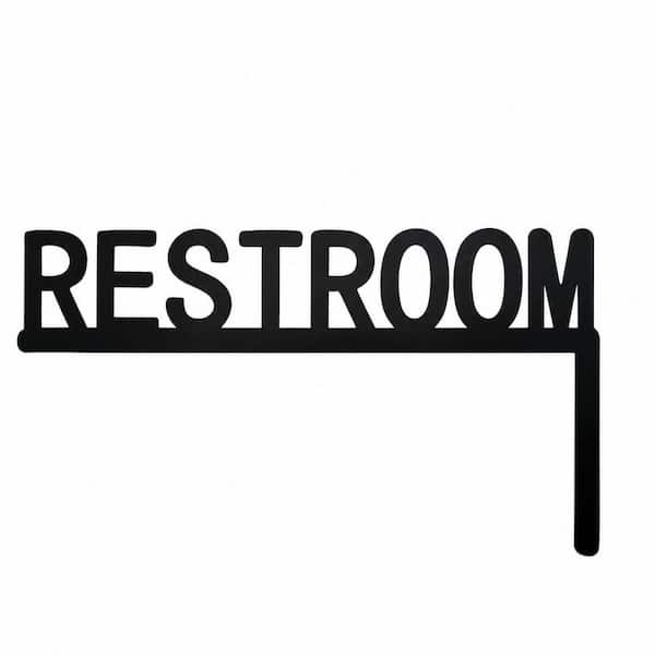 1 Pack Metal Black Finish Restroom Door Topper Sign Right Side for Home Bathroom Easy Install Foam Adhesive
