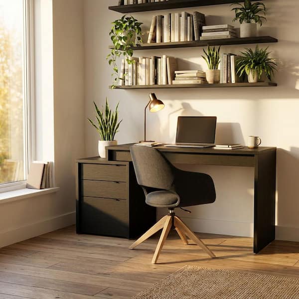デスク Nexera Chrono 47.75 in. W Black Reversible Desk Panel for Home