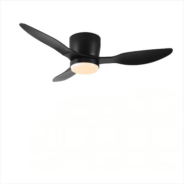 42 in. Smart Indoor Black Flush Mount Ceiling Fan with Integrated LED