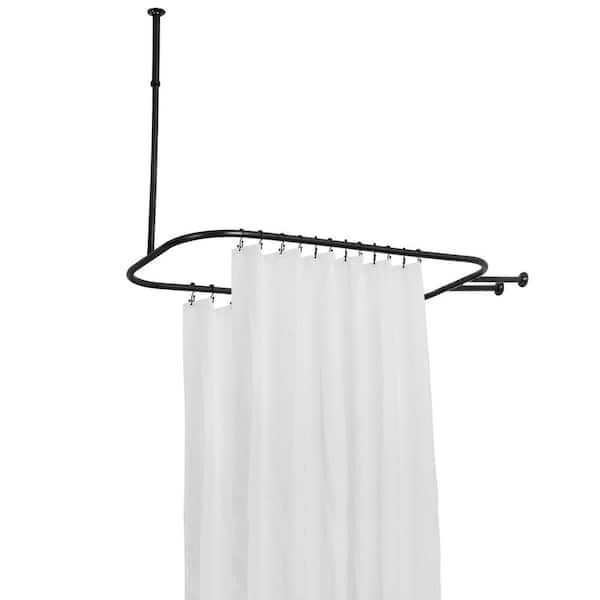 Rustproof Aluminum Hoop Shower Rod, Home Depot Clawfoot Tub Shower Curtain