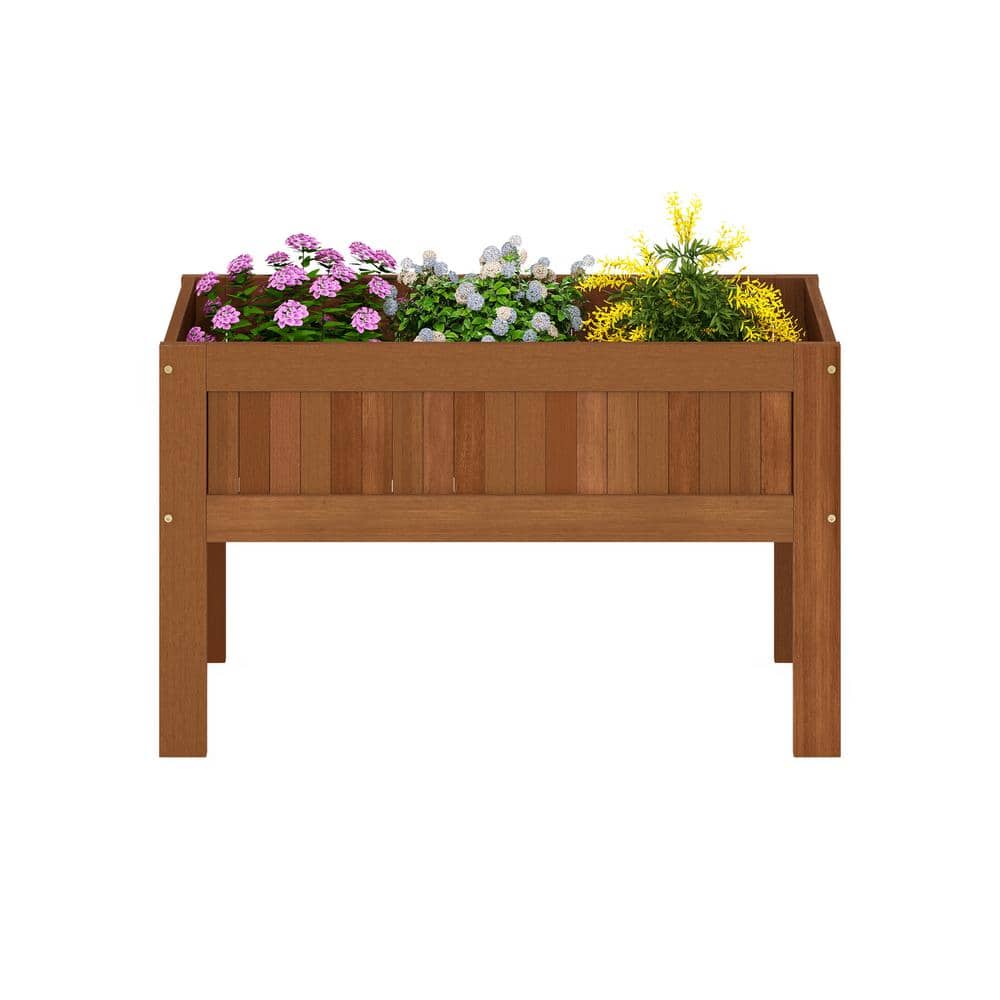 Natural Wood Outdoor Raised Garden Bed Planter Box with Legs