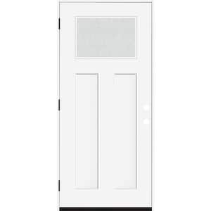 Legacy 36 in. x 80 in. 1/4 Toplite Rain Glass RHOS White Primed Fiberglass Prehung Front Door