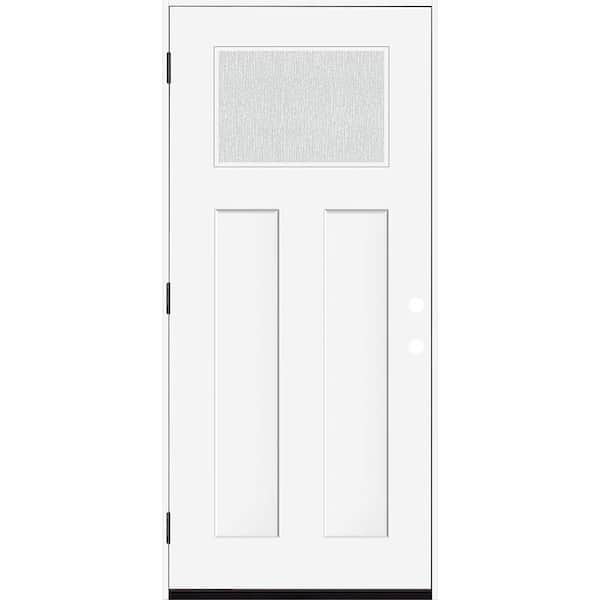 Steves & Sons Legacy 36 in. x 80 in. 1/4 Toplite Rain Glass RHOS Primed White Finish Fiberglass Prehung Front Door