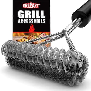 17 in. Stainless Steel Grill Brush with Heat Resistant Handle
