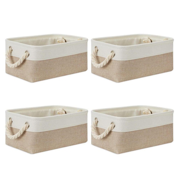 Beige 11.8 in. x 5.3 in. Fabric Decorative Basket Set of 6 with