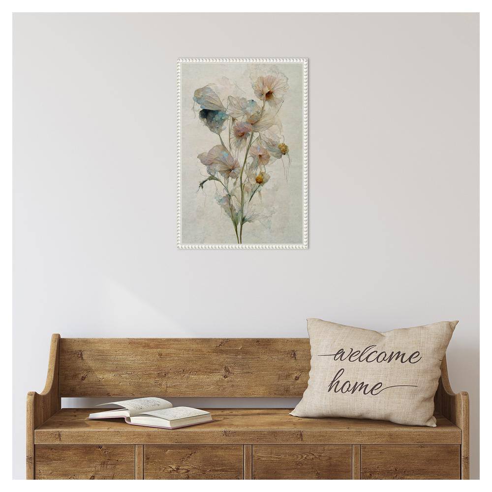 Ethereal Botanical Beaded Framed Canvas Wall Art