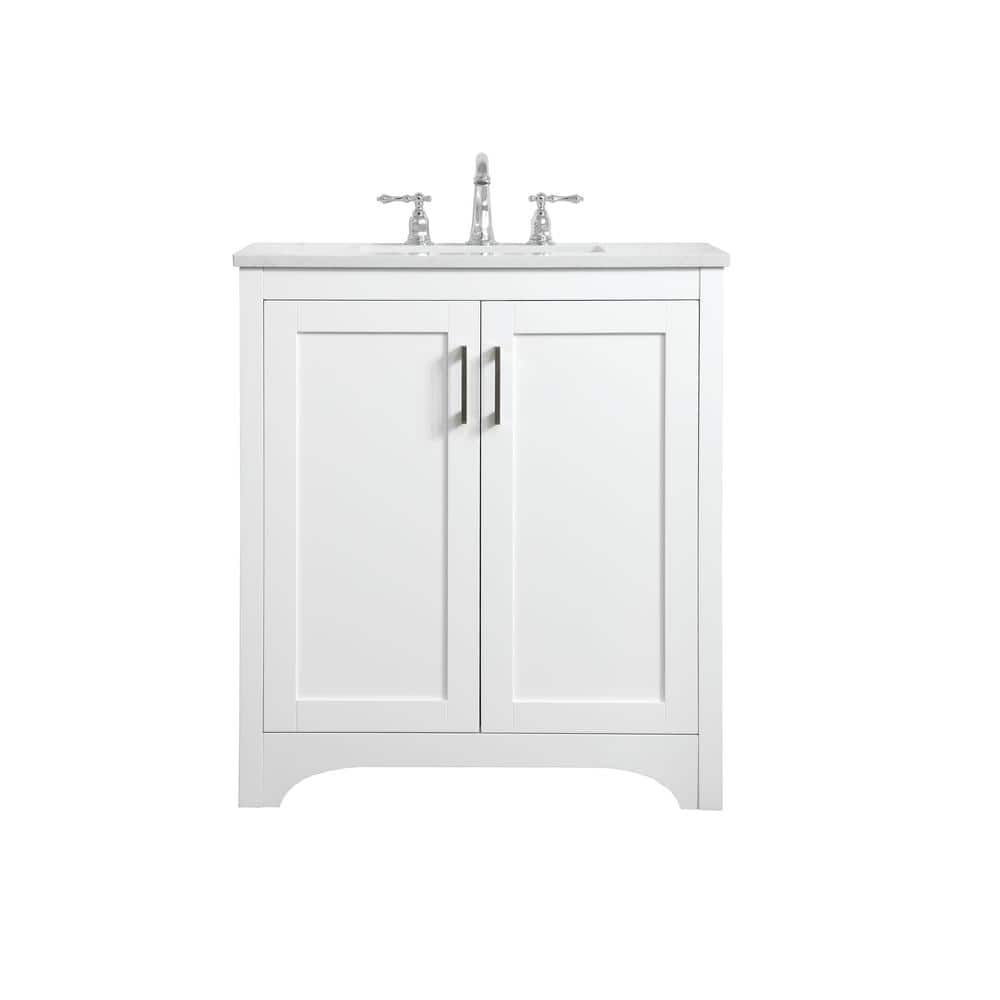 Timeless Home 30 in. W x 19 in. D x 34 in. H Single Bathroom Vanity in Whit