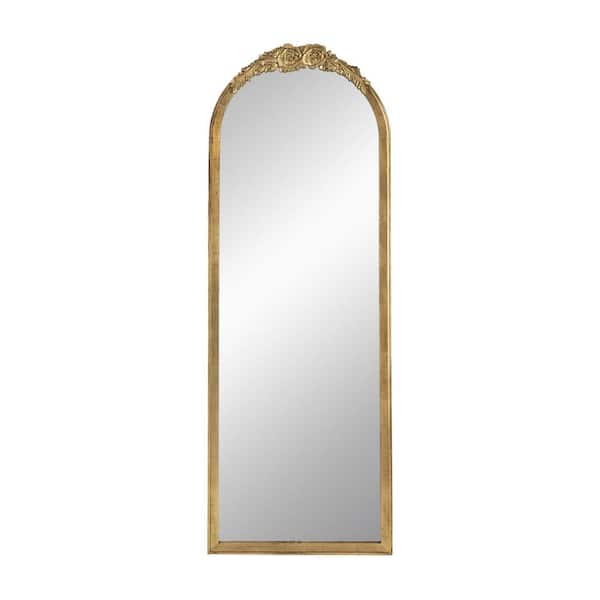 A & B Home 55.5 in. H x 18.9 in. W Round Wood Gold Modern Framed Decorative Mirror