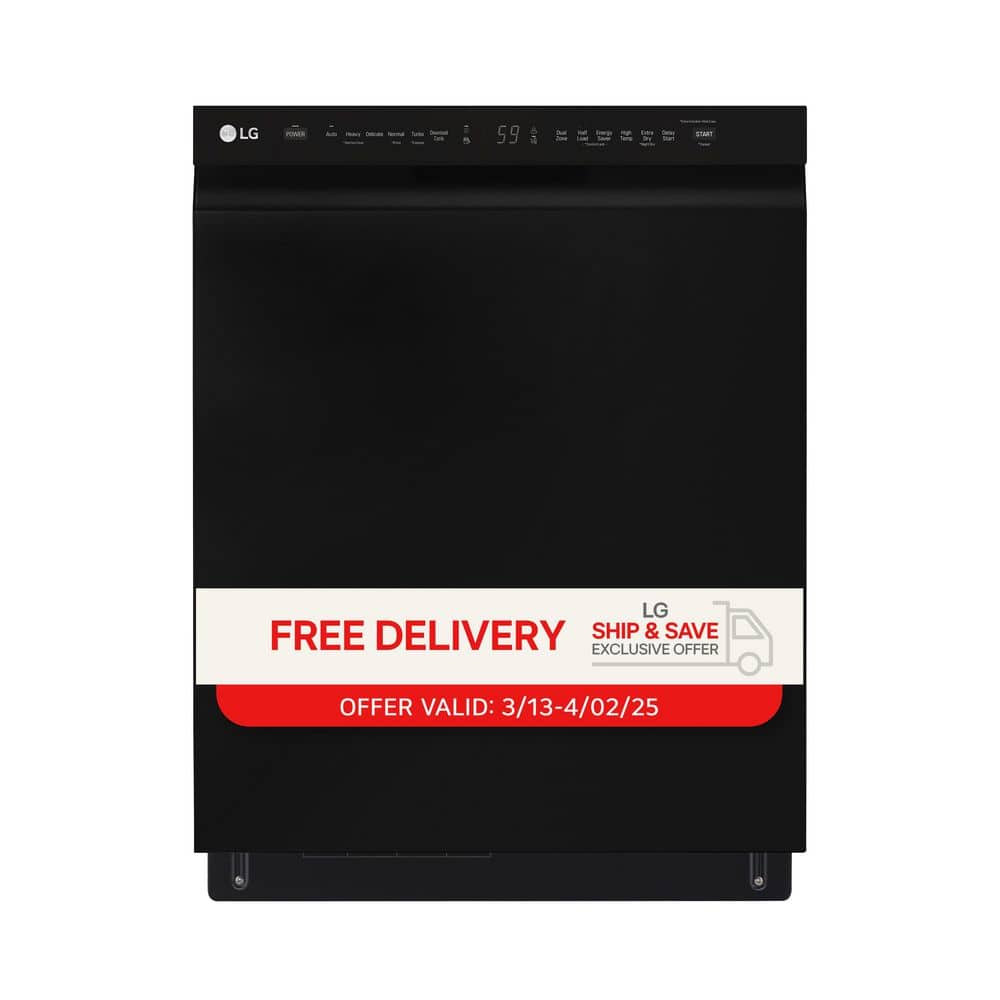 24 in. Black Front Control Dishwasher with QuadWash, 3rd Rack & Dynamic Dry, 48 dBA