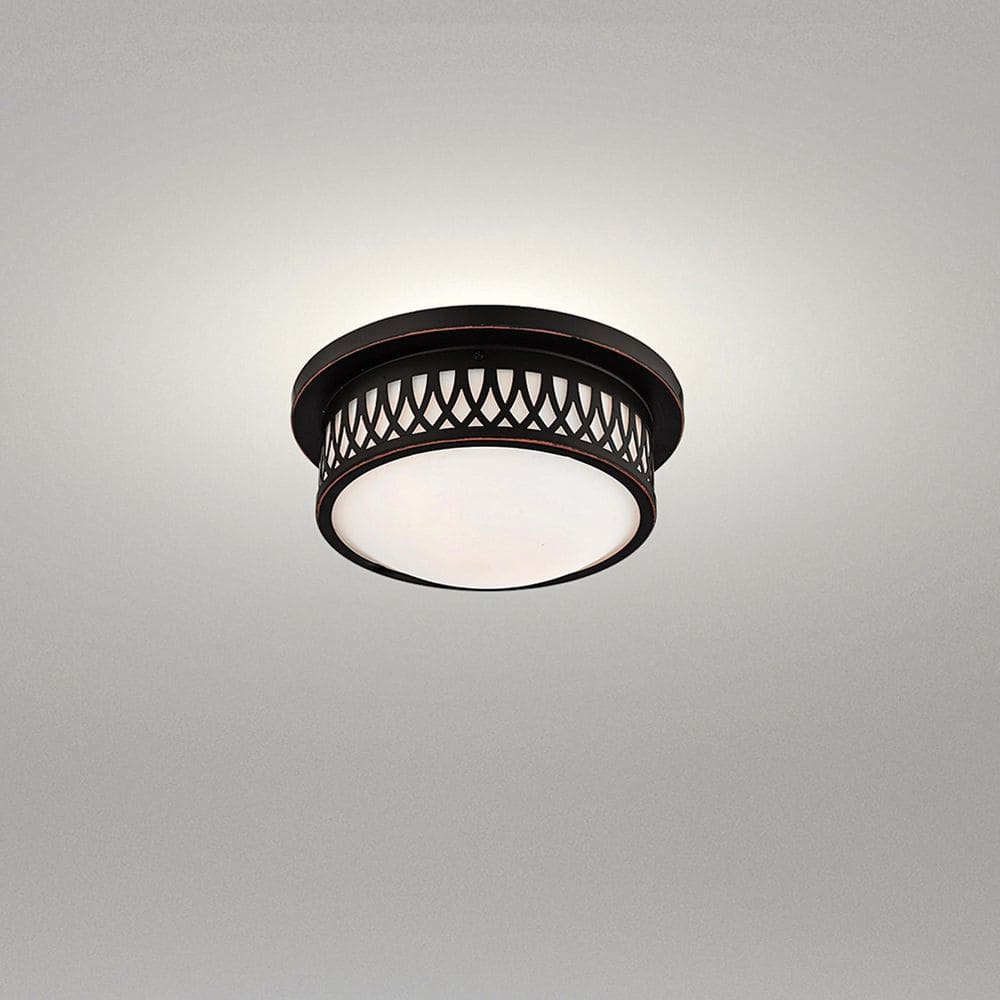 Westfield Olde Bronze 2-Light Flush Mount with Satin White Glass