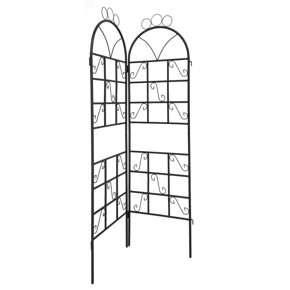 72 in. x 19.6 in. Black Iron Garden Trellis Rustproof Trellis for Climbing 