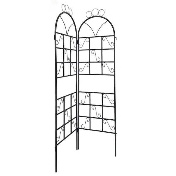 Unbranded 72 in. x 19.6 in. Black Iron Garden Trellis Rustproof Trellis for Climbing Plants (2-Pack)