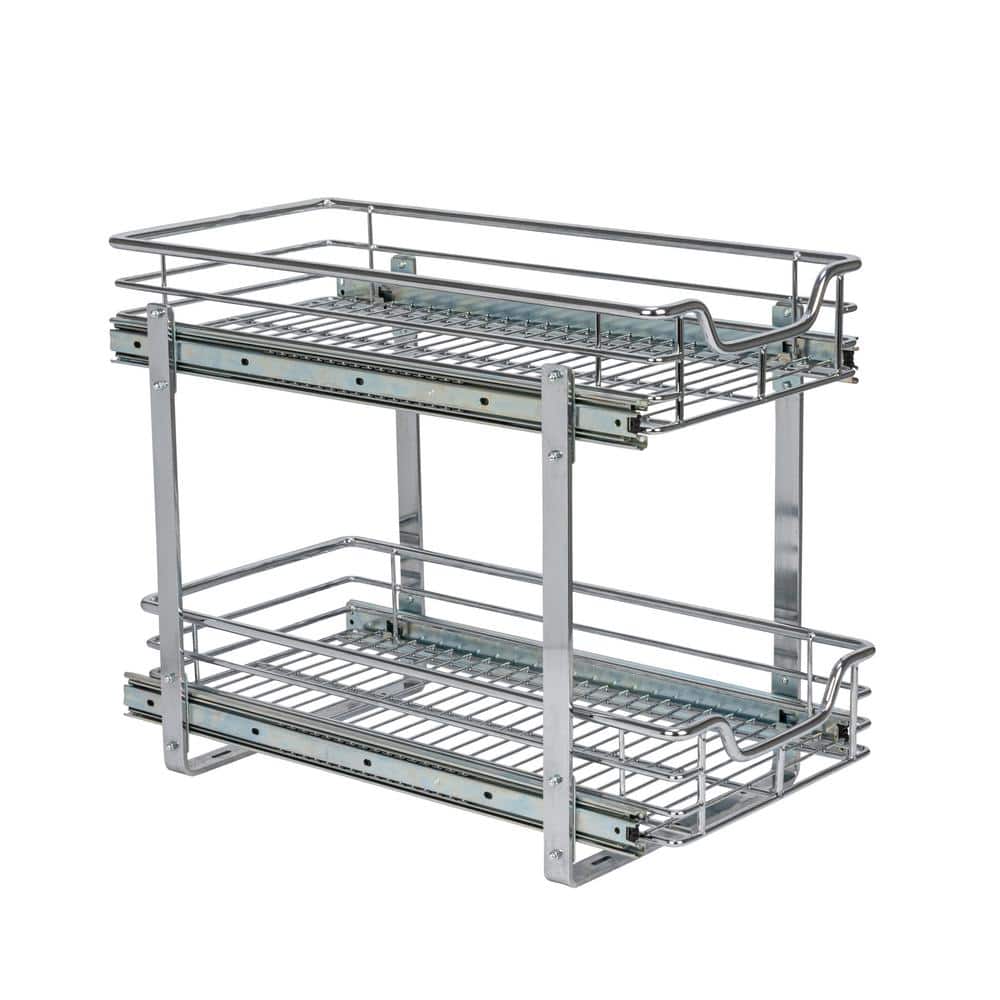 Chrome-Plated Steel 2-Tier Pull-Out Cabinet Organizer
