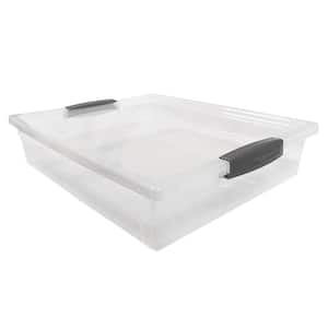 0.5 Gal. Large Storage Box in Clear with Gray Handles with Cover