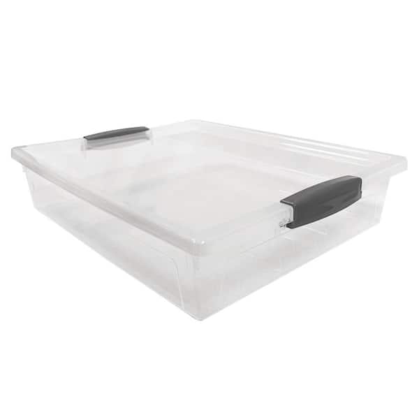 Modern Homes 0.5 gal. Large Storage Box in Clear with Gray Handles with Cover