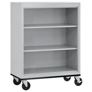 Metal 3-shelf Cart Bookcase with Adjustable Shelves in Dove Gray (48 in.)
