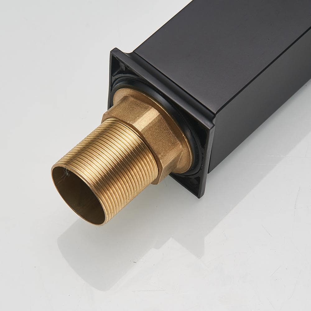 Matte Black Single-Handle Waterfall Bathroom Faucet with Pop-Up Drain