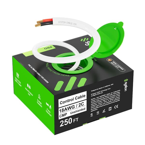 250 ft. 18/2 White CMP/FPLP/CL3P-Plenum Rated Stranded-Unshielded Bare Copper Security/Alarm/Control/Sound Wire