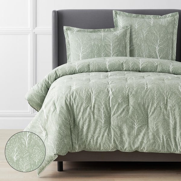 The Company Store Legends Hotel Misty Grove Sage Full Wrinkle-Free Sateen Comforter