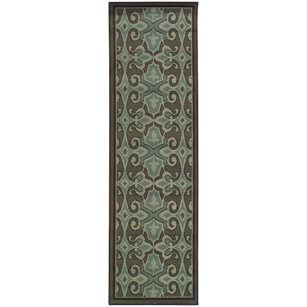 Monterrey Blue 2 ft. x 8 ft. Indoor/Outdoor Patio Runner Rug