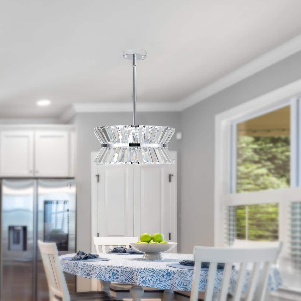 15.7 in. 4-Light Chrome and Transparent Retro Nordic Adjustable Height Cylinder Light Chandelier for Bedroom Dining Room price history on PriceWatchPro