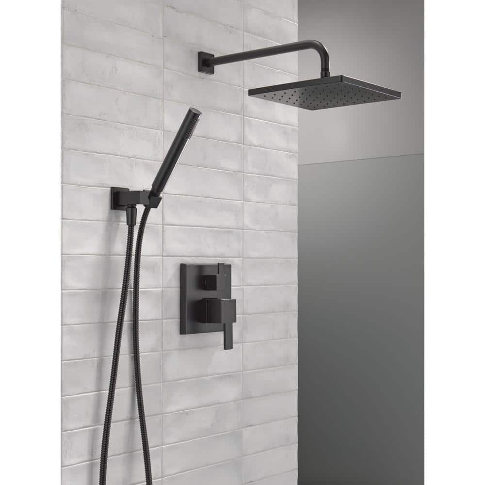 Matte Black Modern Raincan Square Shower System with Handheld Spray