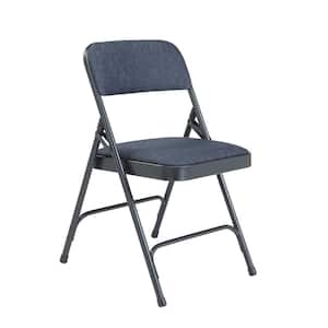 Blue Fabric Padded Seat Stackable Folding Chair (Set of 4)