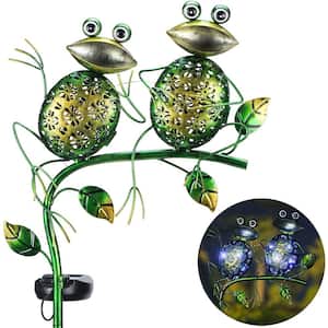 Solar Lights Outdoor, Metal Sitting Frogs Garden Decor