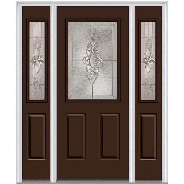 MMI Door 60 in. x 80 in. Heirloom Master Right-Hand Inswing 1/2-Lite Decorative Painted Steel Prehung Front Door with Sidelites