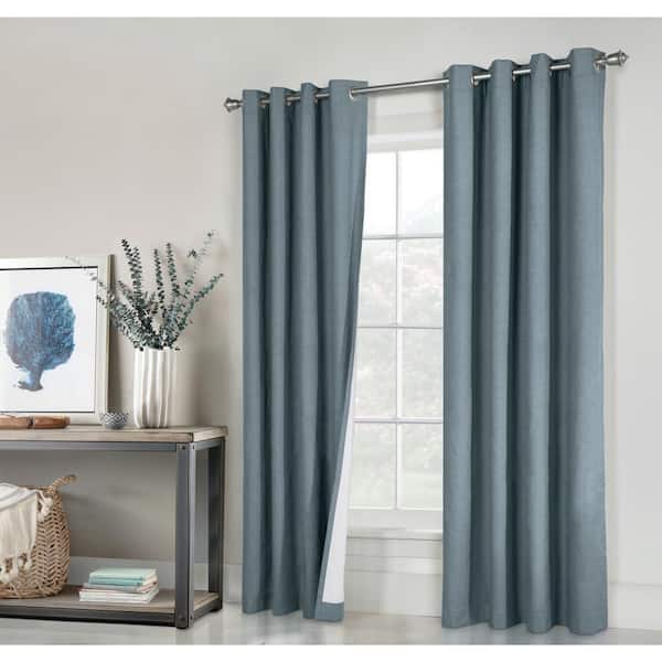 THERMALOGIC Ventura Blue 52 in. W x 63 in. L Grommet Total Blackout Curtain Panel Pair, Each Panel