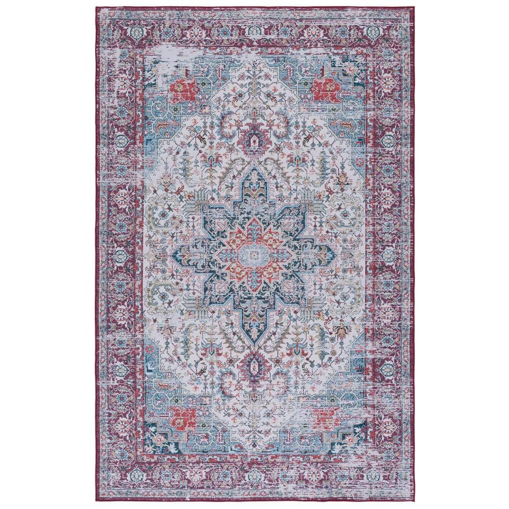 Tuscon Ivory/Red 8 ft. x 10 ft. Machine Washable Floral Medallion Area Rug price history on PriceWatchPro