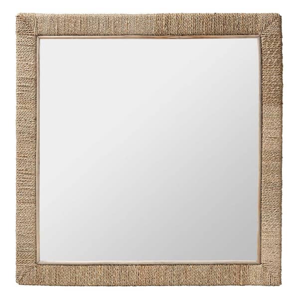 bali & pari Geralyn 34.3 in. W x 34.3 in. H Square Natural Seagrass Mirror