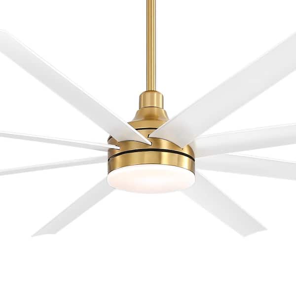 Flashwind Aaron 72 in. Integrated LED Indoor White-Blade Gold Ceiling Fans with Light and Remote Control Included