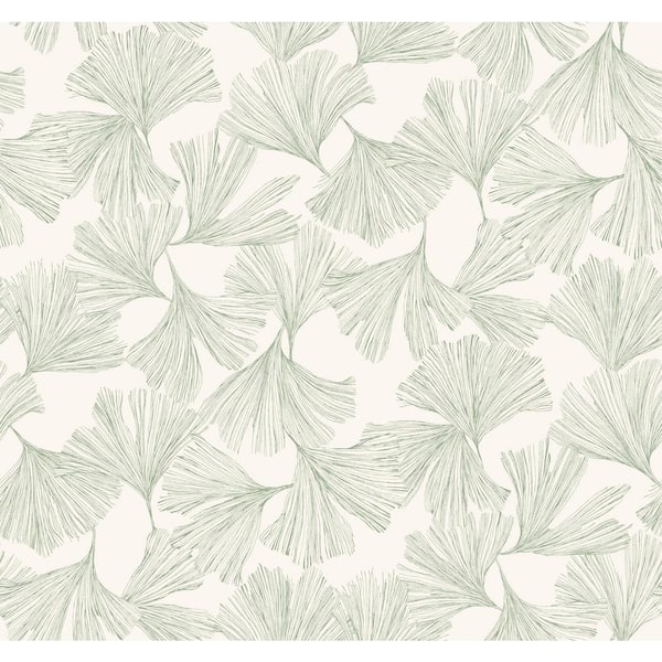 Antonina Vella Gingko Toss Green Matte Paper Non-Pasted Wallpaper