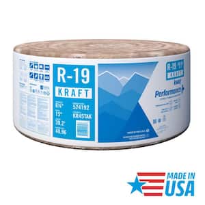 R19 Kraft Faced 15 in. x 39.2 ft. Fiberglass Insulation Roll for Floor, 2x6 Wall - Sound-Reducing, USA Made (1-Roll)