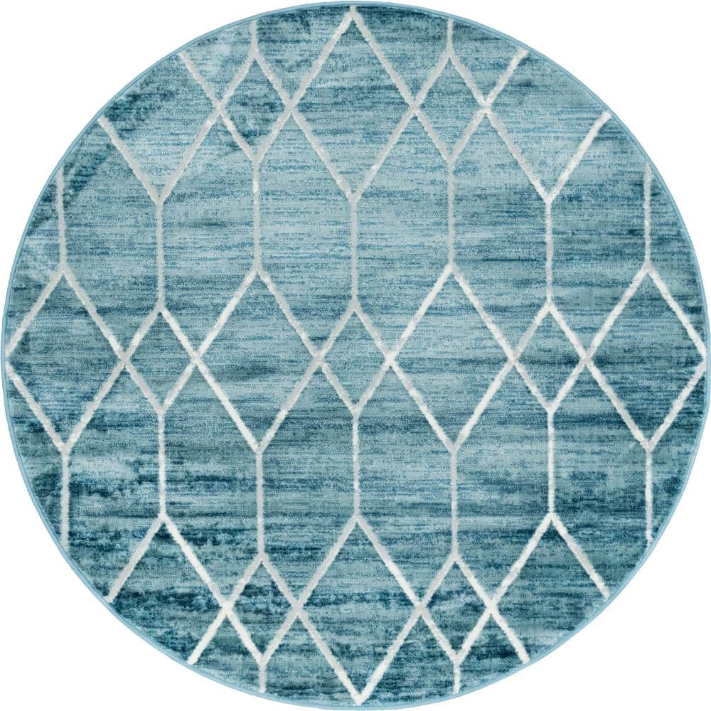 Matrix Trellis Deco Blue 3 ft. 3 in. x 3 ft. 3 in. Round Area Rug price history on PriceWatchPro